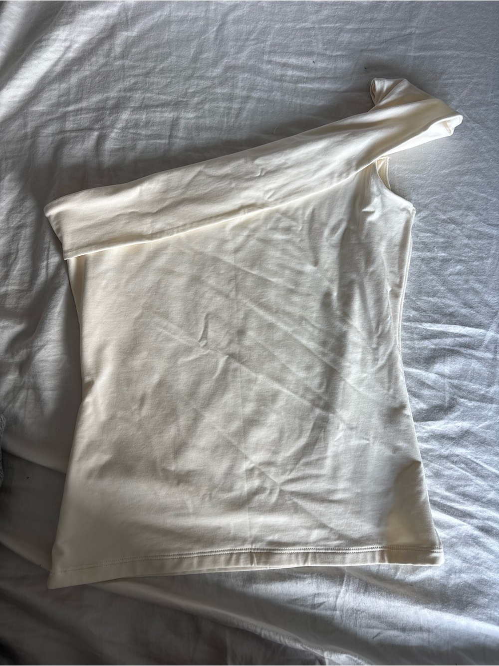Abercrombie & Fitch Cream One-Shoulder Tank Top